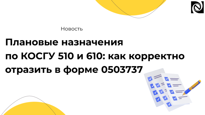 Плановые назначения по КОСГУ 510 и 610: как корректно отразить в форме 0503737 компании Неосистемы Северо-Запад