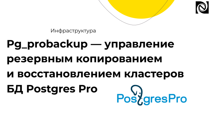 Pg_probackup — управление резервным копированием и восстановлением кластеров БД Postgres Pro компании Неосистемы Северо-Запад
