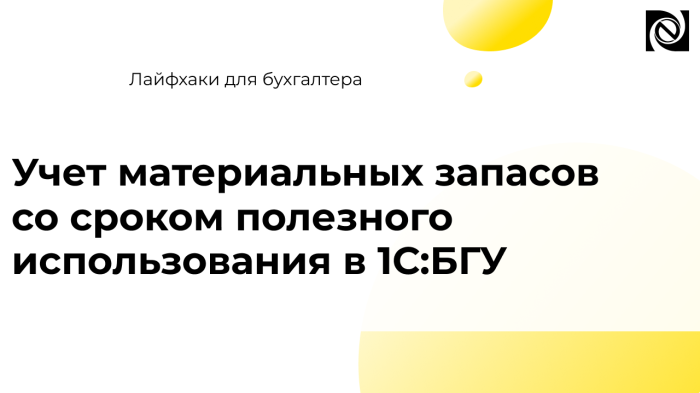 Учет материальных запасов со сроком полезного использования в 1С:БГУ